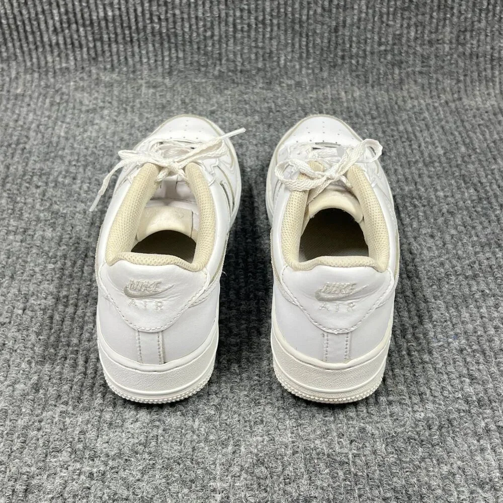 Nike Air‎ Force 1 Kids 6Y White on White Leather Sneakers Low-Top Lace-Up Shoes